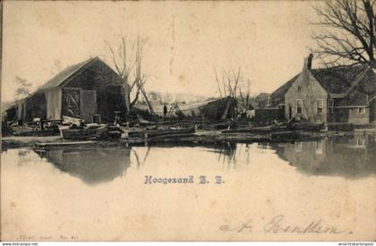 CPA Hoogezand Sappemeer Groningen, Uferpartie, Häuser, Boote