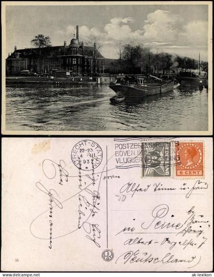 Postkaart Utrecht Utrecht Merwedekanaak met Rijksmunt - Schiffe 1937