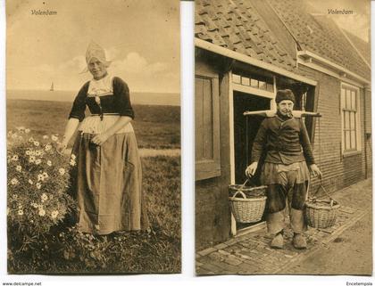 CPA - 2 Cartes Postales - Pays-Bas - Volendam - Folklore - Petits Métiers (I12637)