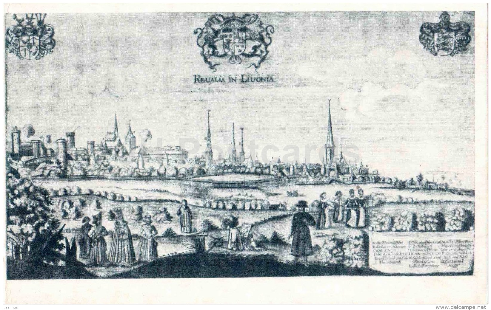 painting by L. Kruusmaa - Revalia in Livonia - Old Town view - Tallinn - 1970 - Estonia USSR - unused