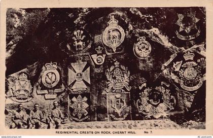 B600 Pakistan Regimental Crests on Rock Cherat Hill RPPC vintage postcard