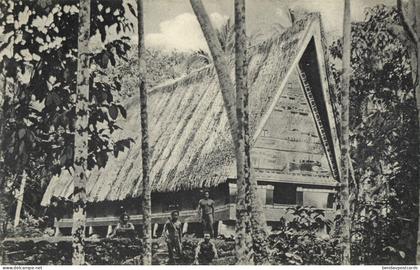 German Caroline Islands, Palau Angaur, Natives with House (1910s) Micronesia (3)