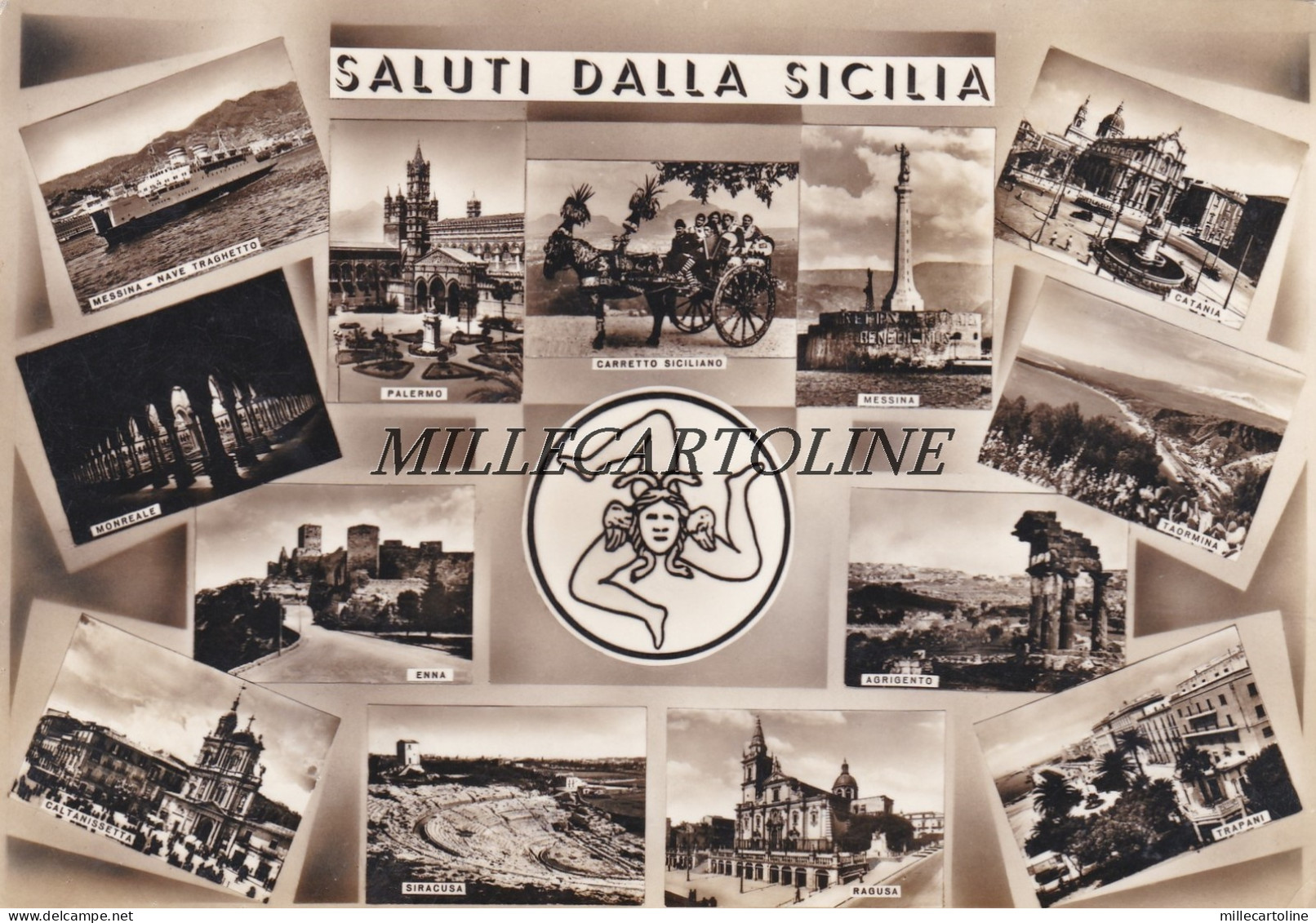 PALERMO:  Saluti dalla Sicilia - varie citta'  (3)   1956