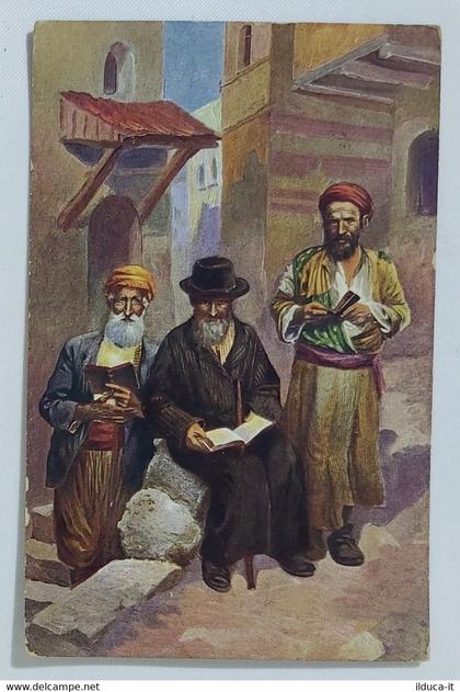 16706 Cartolina Illustrata - Palestina - uomini Gerusalemme - VG 1954