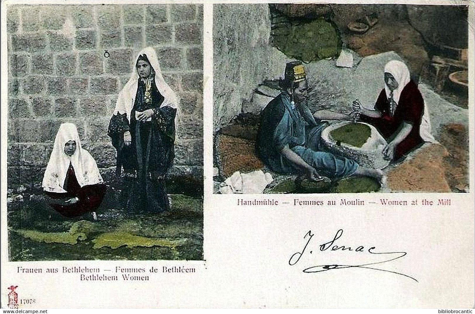 PALESTINE - Cpa précurseur -  FEMMES DE BETHLEEM + FEMMES AU MOULIN