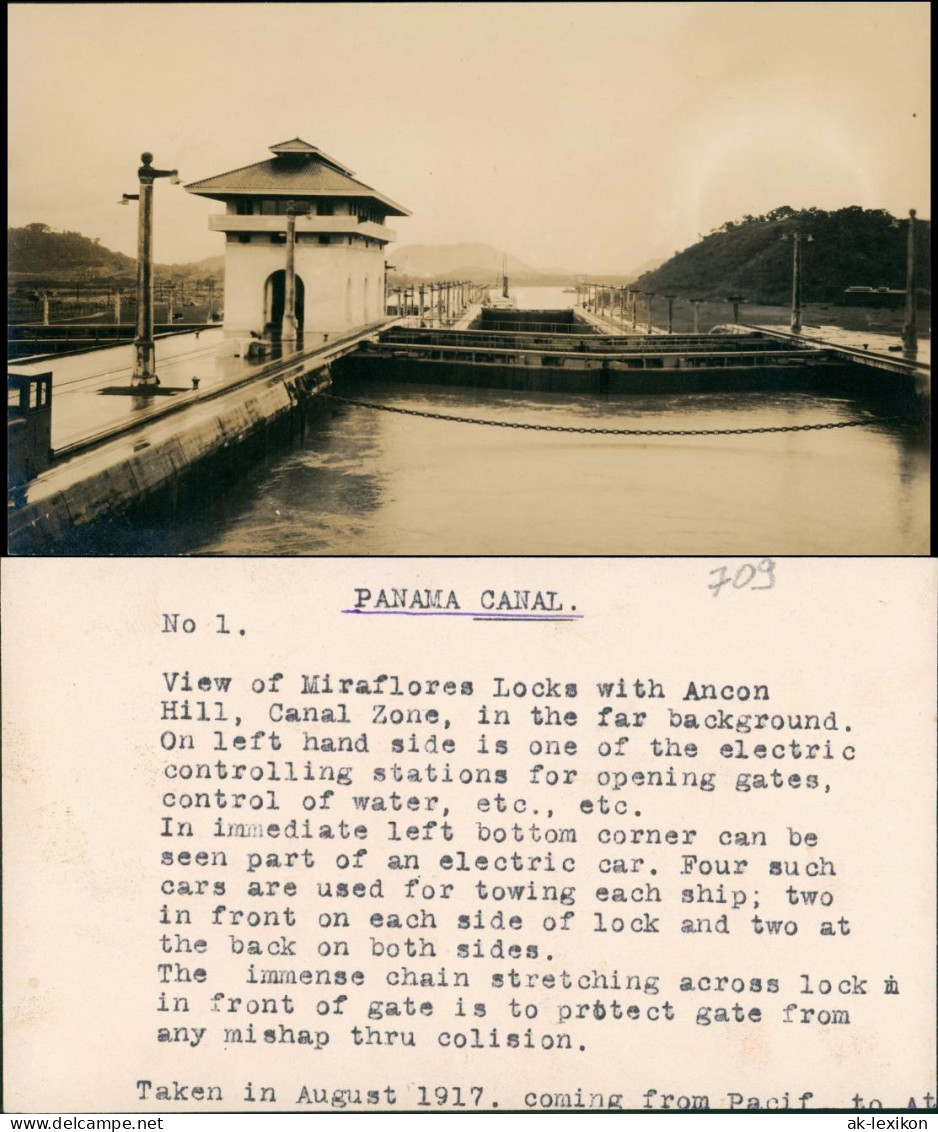 Panama    Kanal Miraflores Locks Canalzone Real-Photo  1917 Privatfoto