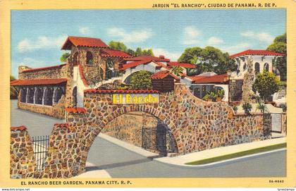 Panama El Rancho Beer Garden Panama City vintage postcard