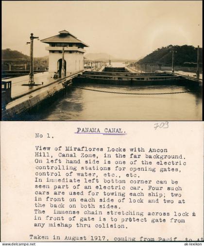 Panama    Kanal Miraflores Locks Canalzone Real-Photo  1917 Privatfoto