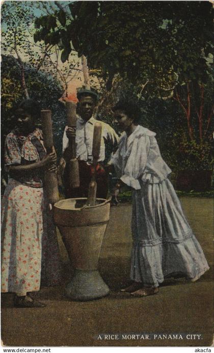 PC PANAMA, A RICE MORTAR, PANAMA CITY, Vintage Postcard (b26267)