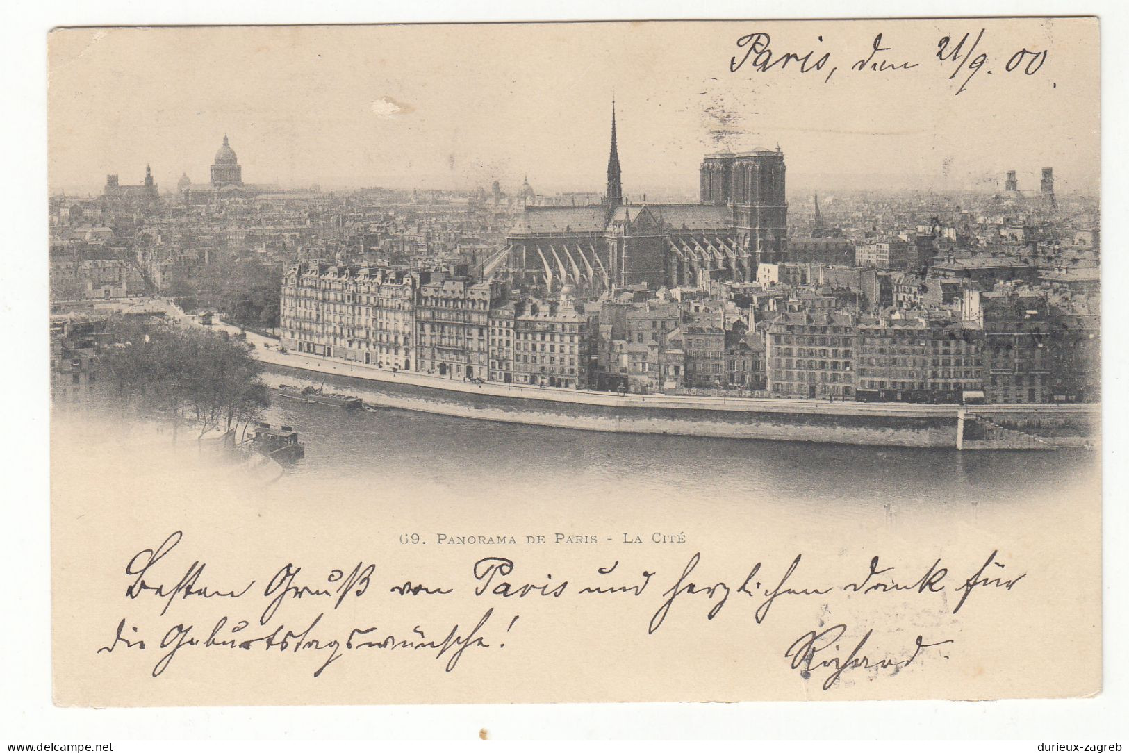 Panorama de Paris old postcard posted 1900 to Chemnitz 230701