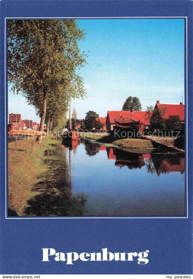 Papenburg Ems Niedersachsen von-Velen-Anlage Kanal Schiff Kirche Baeume Spiegelu