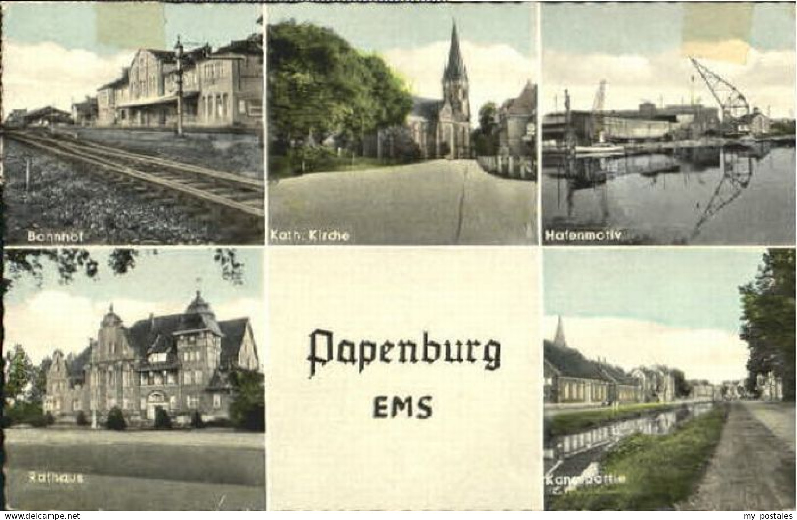 Papenburg Ems Papenburg Bahnhof Kirche Hafen Rathaus x 1959