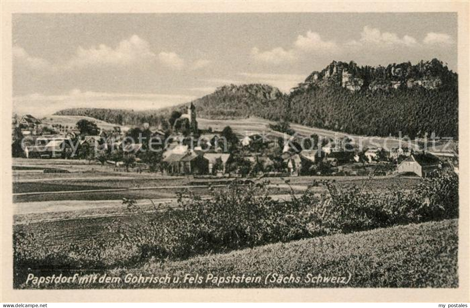 Papstdorf mit Gohrisch und Fels Papststein