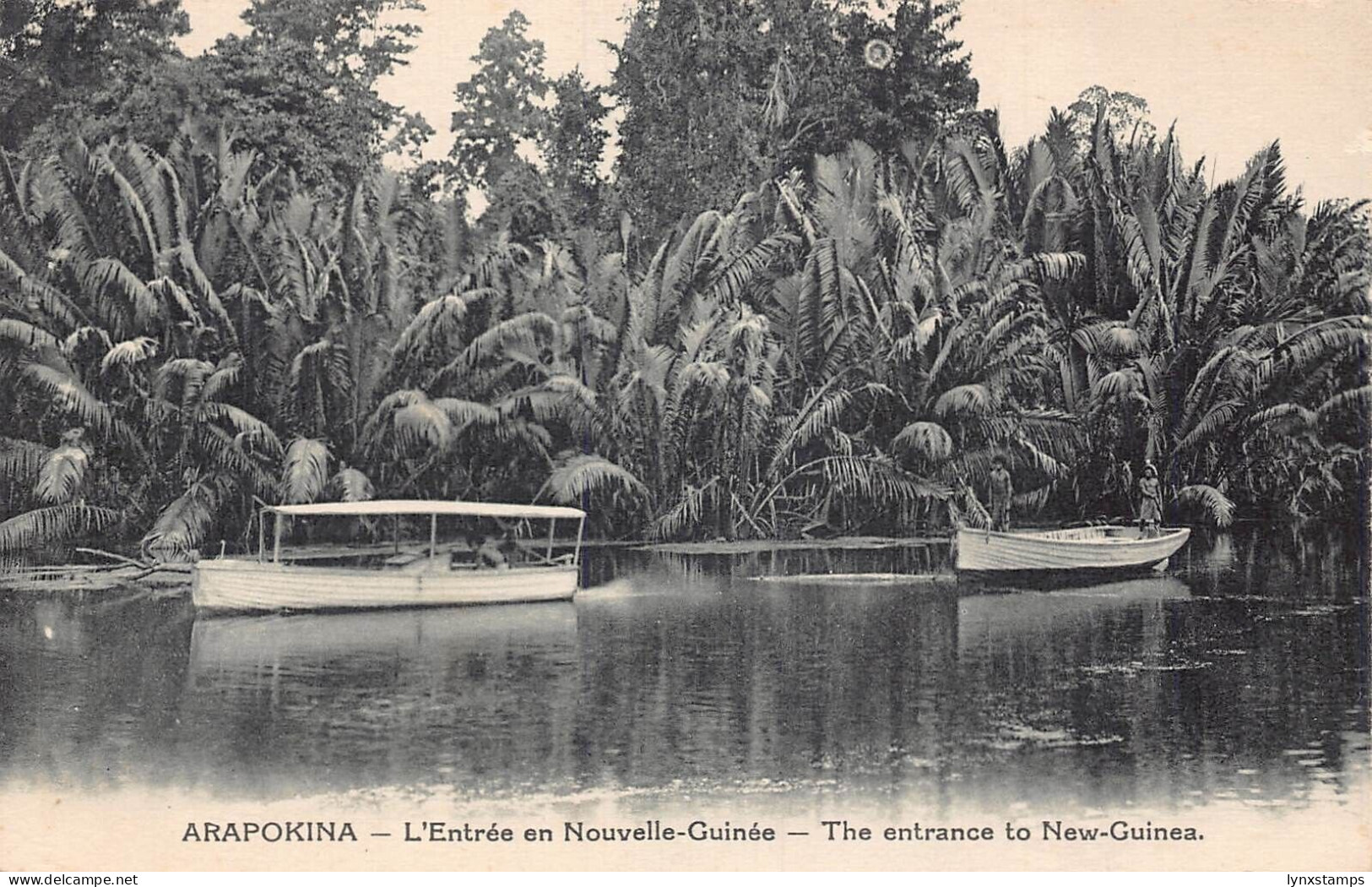 Papua New Guinea Arapokina, the entrance to New Guinea Boats vintage postcard