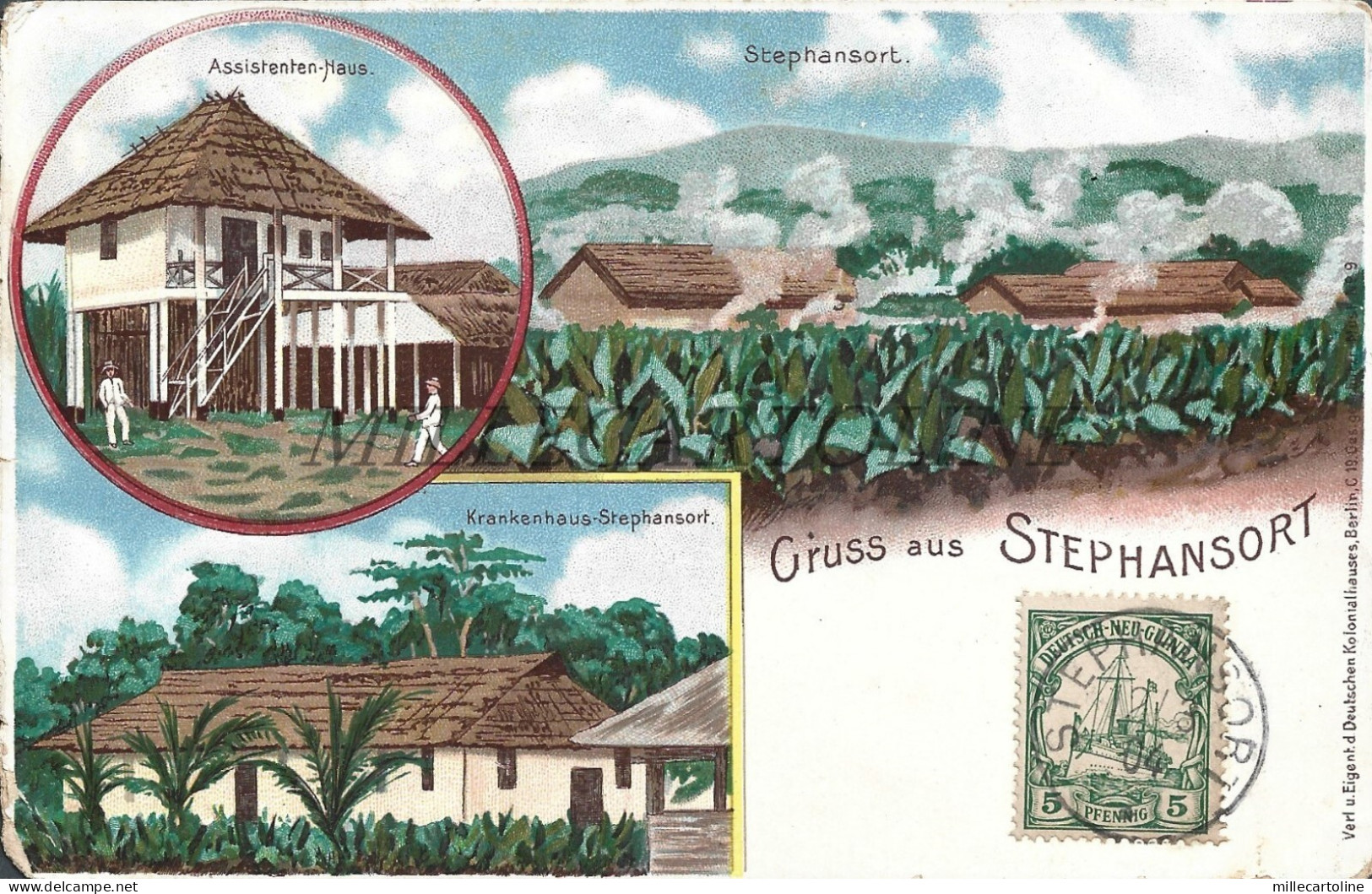 PAPUA NEW GUINEA - Gruss aus Stephansort 1904 Postcard Deutschen Kolonialhauses