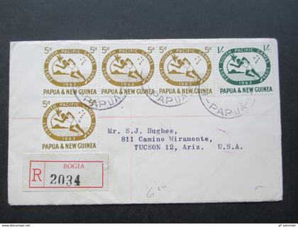 Papua & New Guinea / Neuguinea 1963 Südpazifische Sportspiele Suva / Fidschi. Nr. 50/51 MiF Nach Tucson mit 8 Stempeln!!