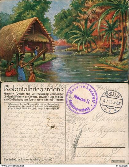 Neuirland Neumecklenburg Dorf Tam Kolonie 1915  gel. R.-Lazarett Neuss Stempel