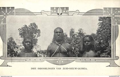 Dutch New Guinea, Three Native Papua Males (1910s) Mission Postcard