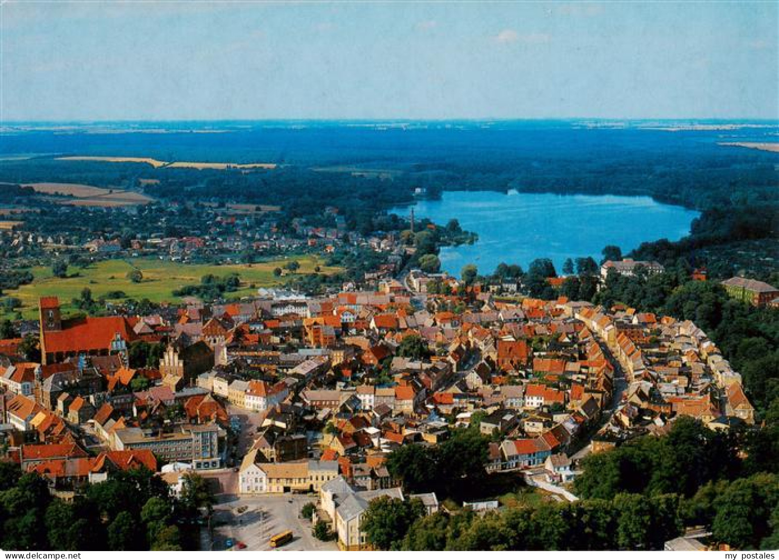 Parchim Fliegeraufnahme mit Wockersee St Georgenkirche und St Marienkirche