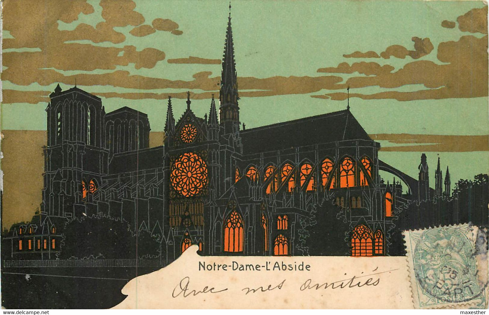 PARIS 04  Abside notre Dame de Paris - CARTE LUMINEUSE