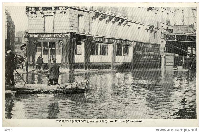 PARIS 05 - Inondations Place Maubert - Comptoir d'Escompte - Banque- Gendarmerie