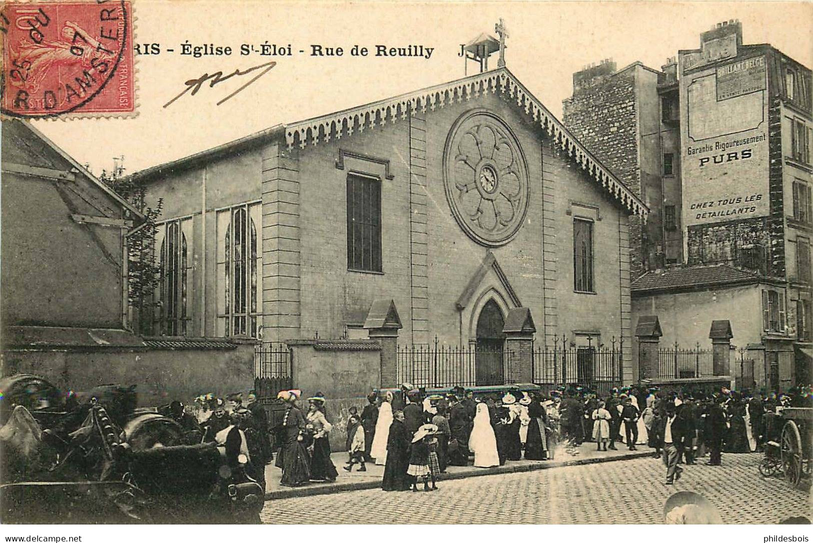 PARIS  12 eme arrondissement   rue de Reuilly église saint eloi