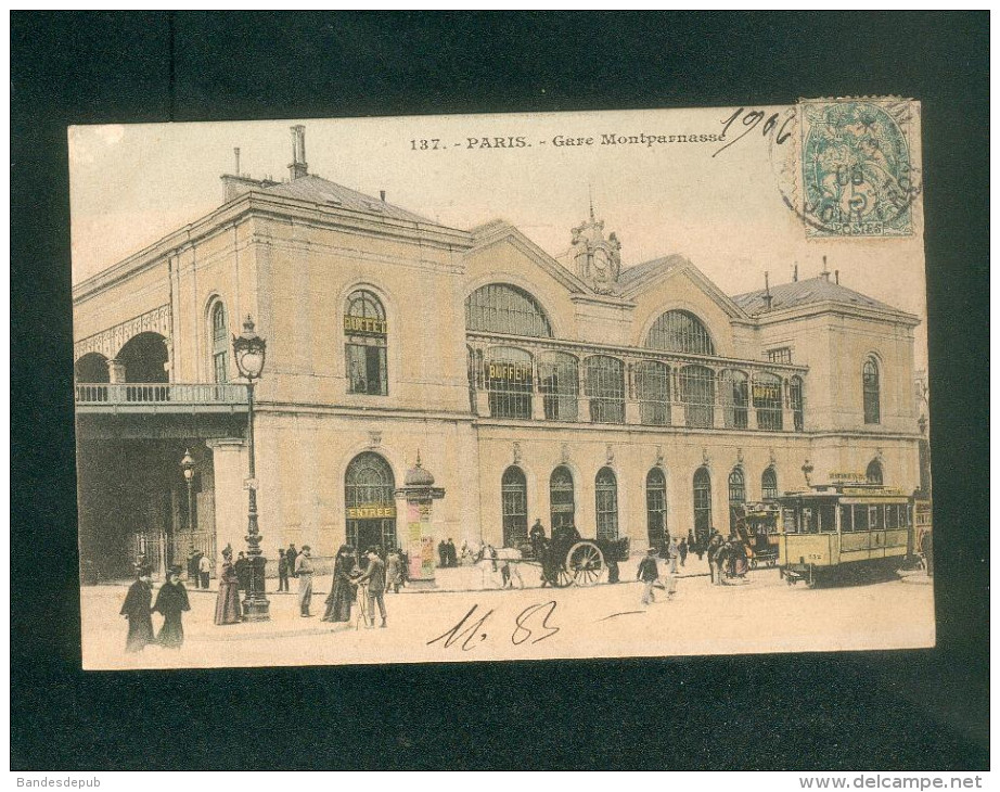 Paris 14 - Gare Montparnasse ( n°137 colorisée tramway )
