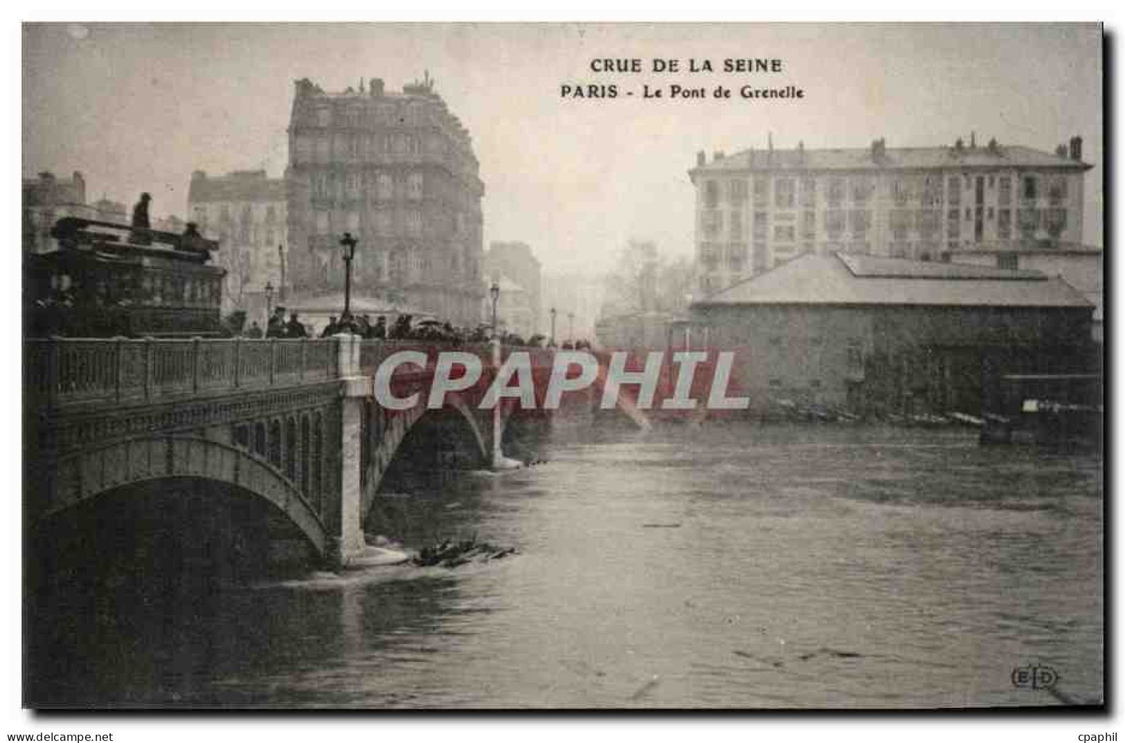 Paris - 15 - Crue de la Seine - Pont de Grenelle - CPA