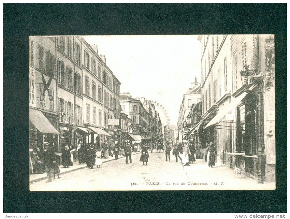 Paris 15 è - Rue du Commerce ( animée Grande Roue en arriere plan enseigne ciseaux G. I. 362)