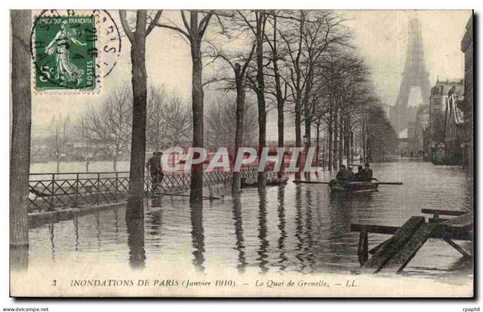 Paris - 15 - La Grande Crue de la Seine Janvier 1910 - Le Quai de Grenelle - CPA