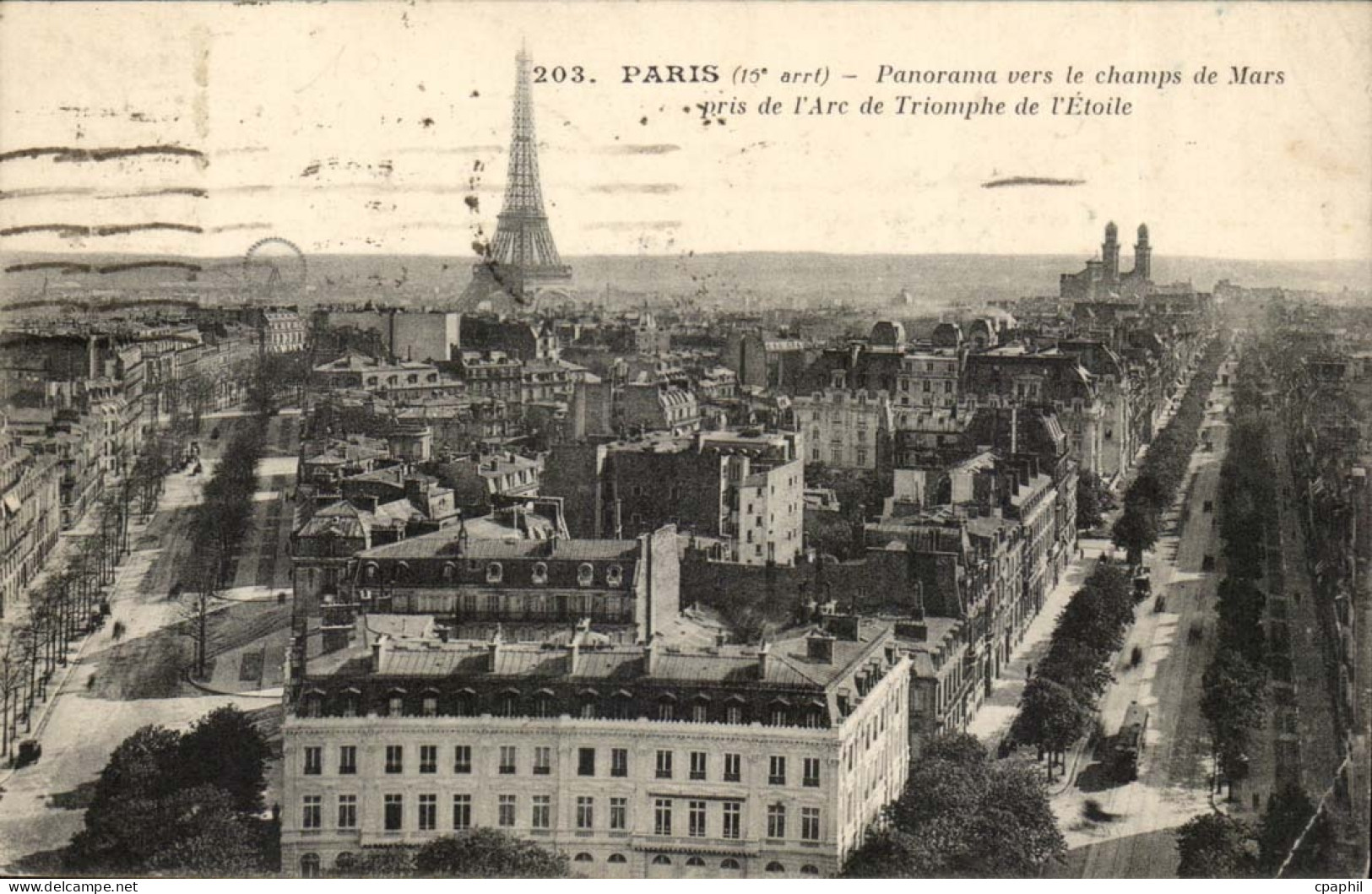 Paris - 15 - Panorama vers Champs de Mars pris l'Arc de Triomphe de l'Etoile - - CPA