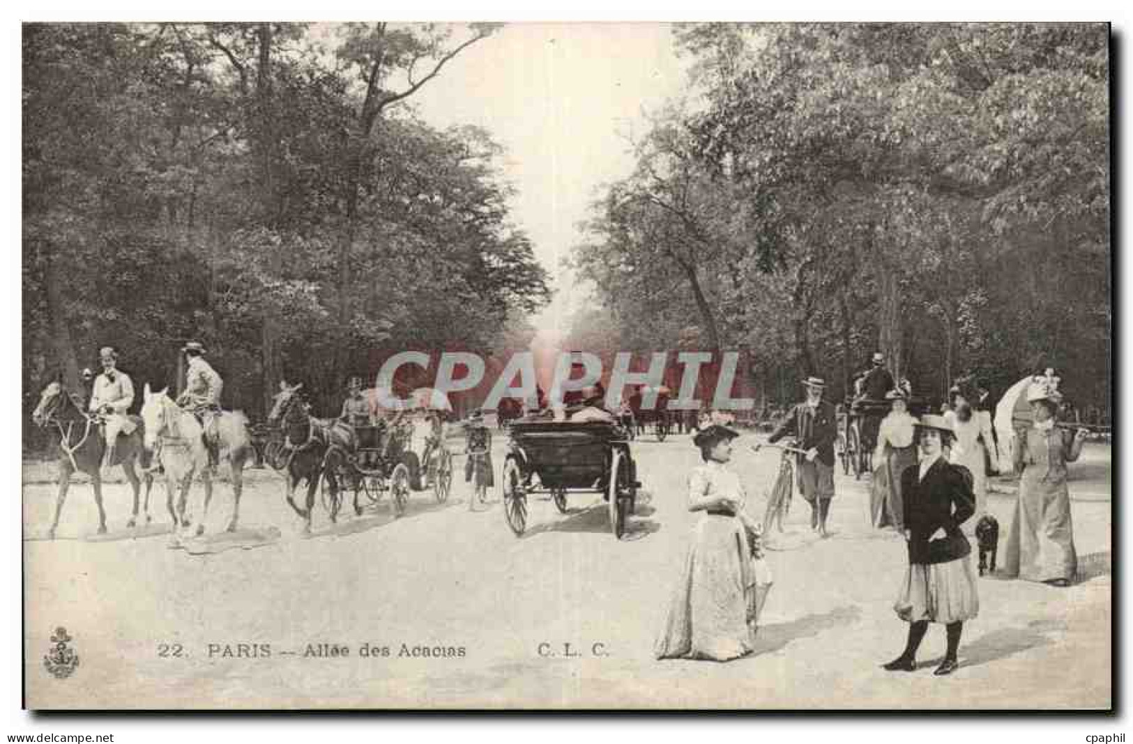 Paris - 16 -Allee des Acacias - chien - dog - women in period clothing - CPA