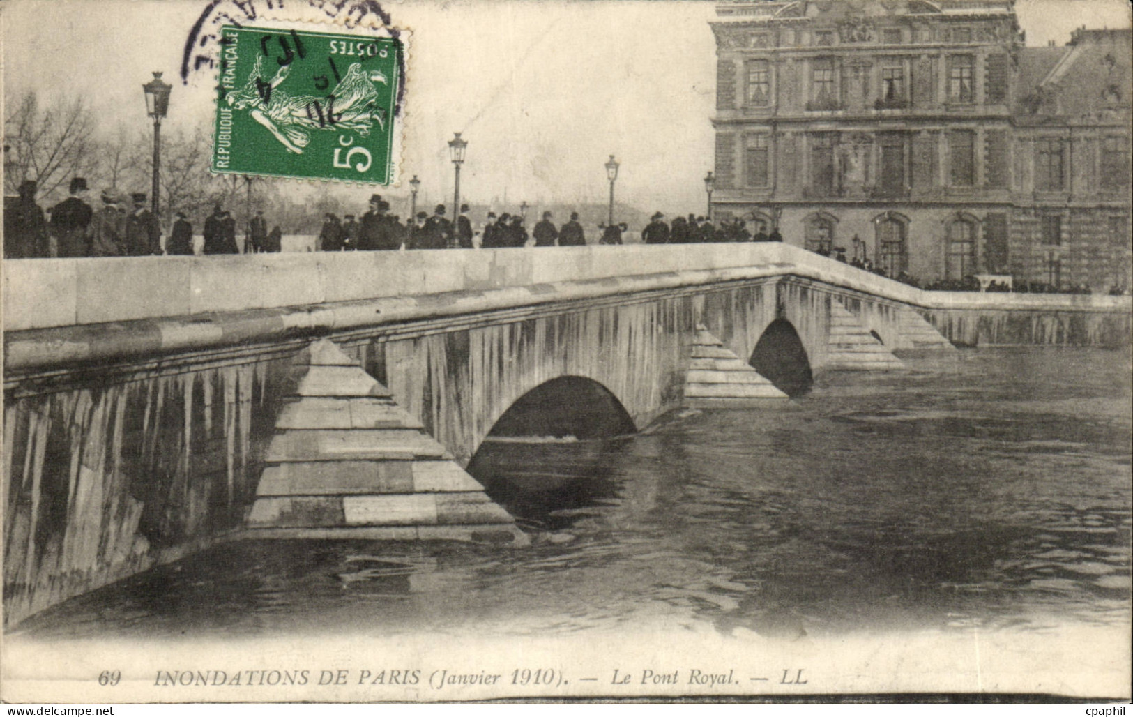 Paris - 16 - La Grande Crue de la Seine Janvier 1910 - Le Pont Royal - CPA