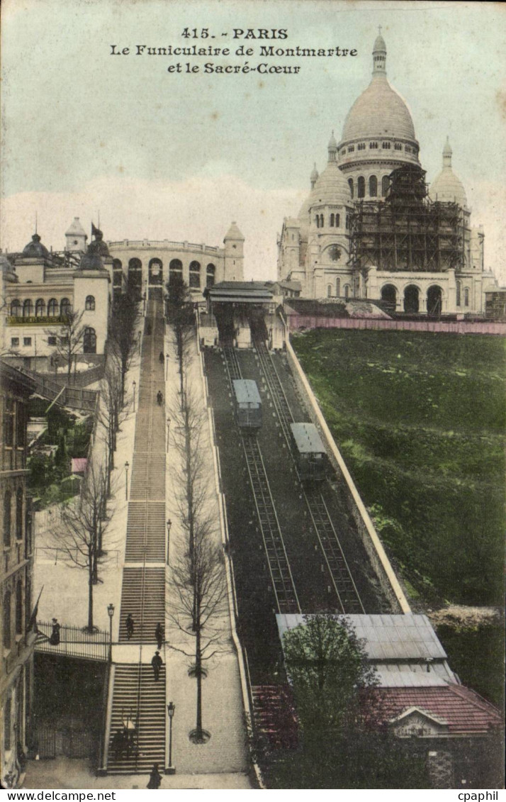 Paris - 18 - Basilique du Sacre Coeur de Montmartre - Le Funiculaire - CPA