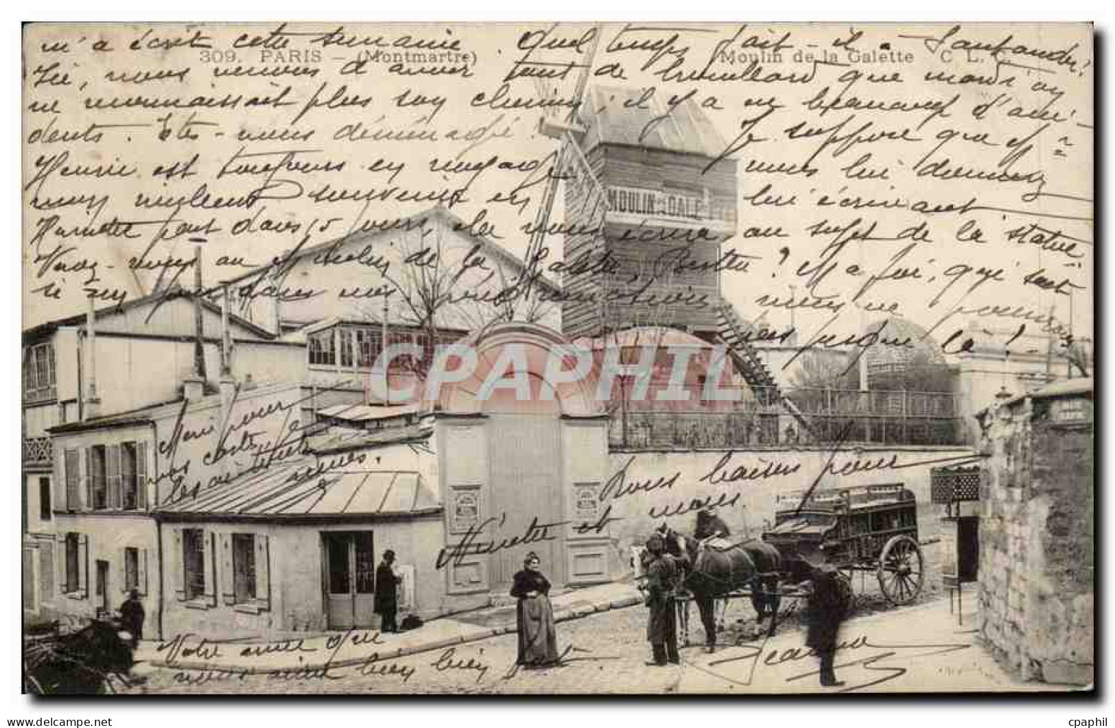 Paris - 18 - Moulin de Galette - windmill - CPA Corbillard Pompes Funebres TOP