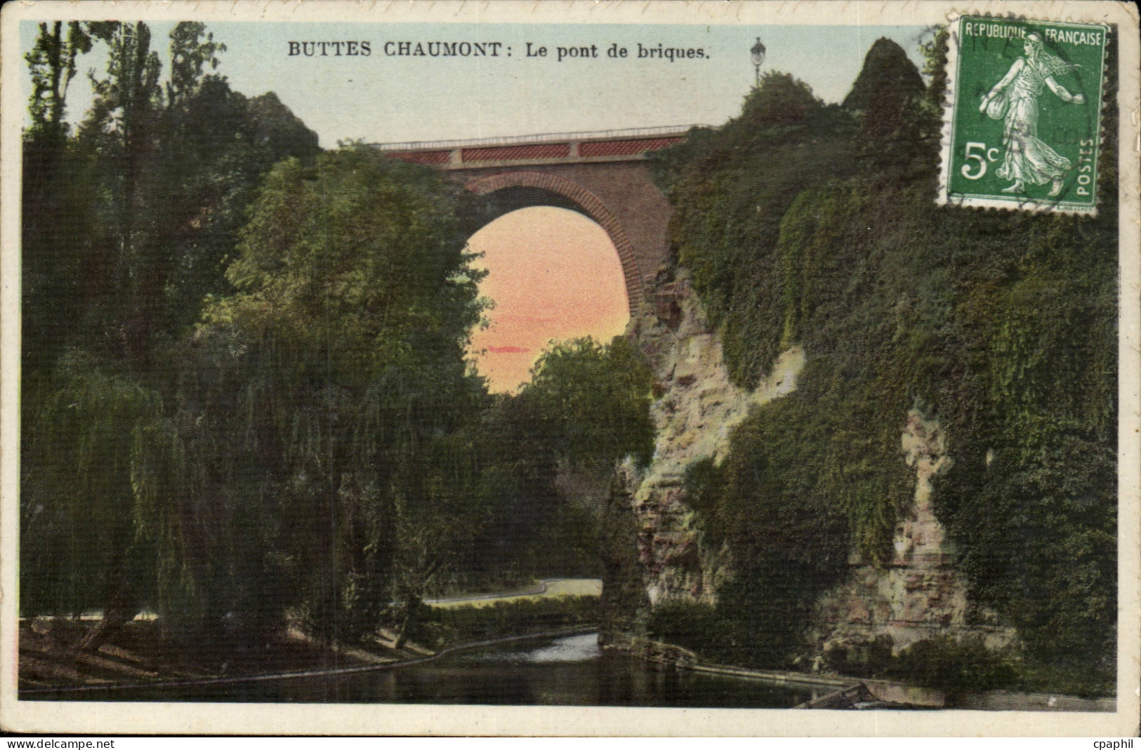 Paris - 19 - Buttes Chaumont - Le Pont de Briques CPA