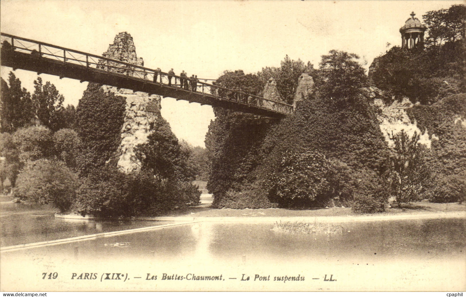 Paris - 19 - Buttes Chaumont - Le Pont Suspendu - CPA