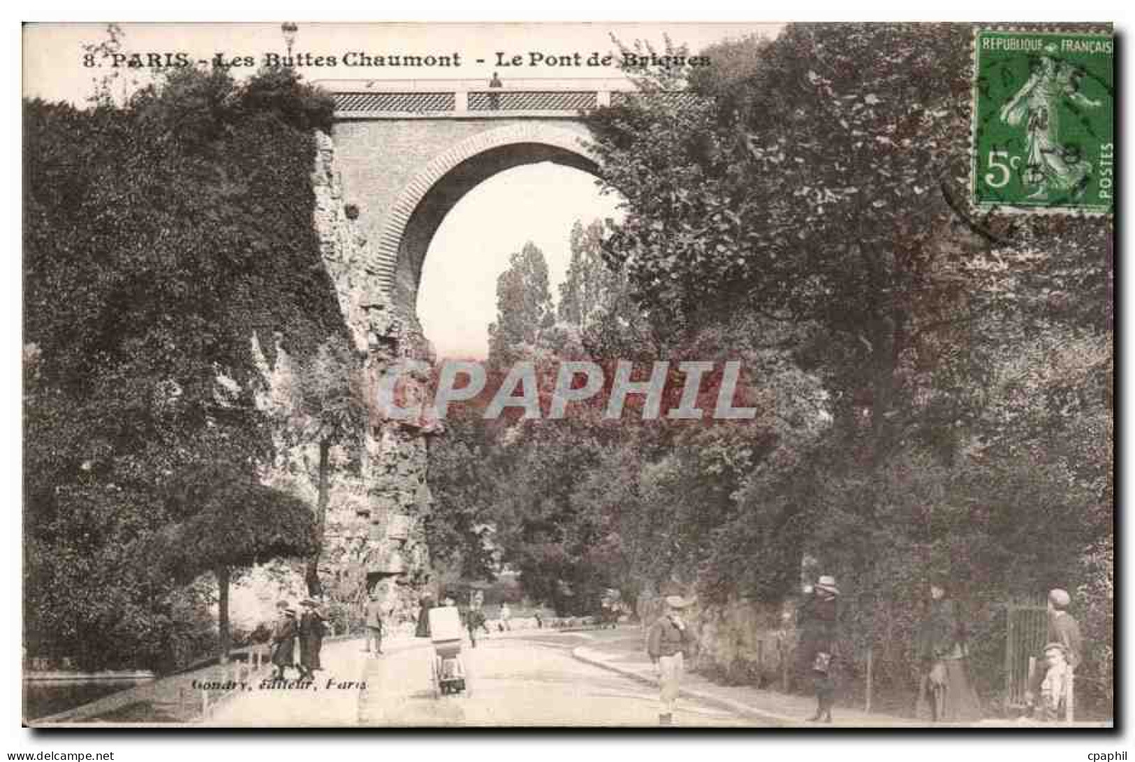 Paris - 19 - Les Buttes Chaumont - Pont aux Briques - CPA