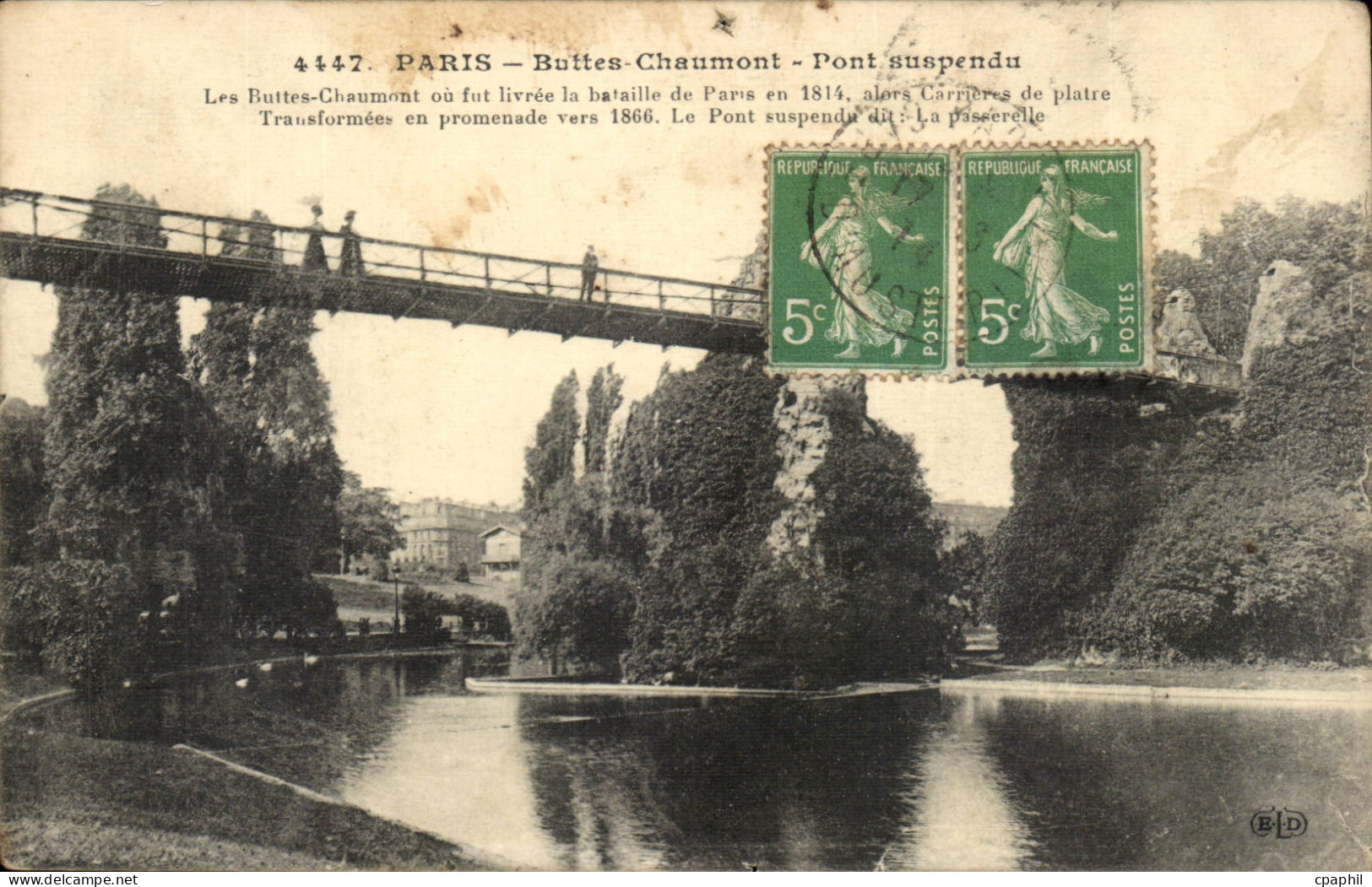 Paris - 19 - Les Buttes Chaumont - Pont Suspendu - CPA