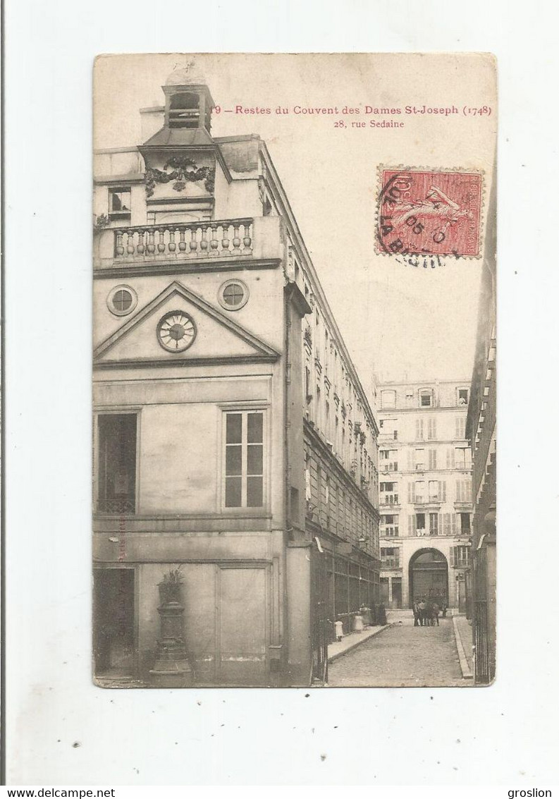 PARIS 19 RESTES DU COUVENT DES DAMES ST JOSEPH (1748) 28 RUE SEDAINE 1905