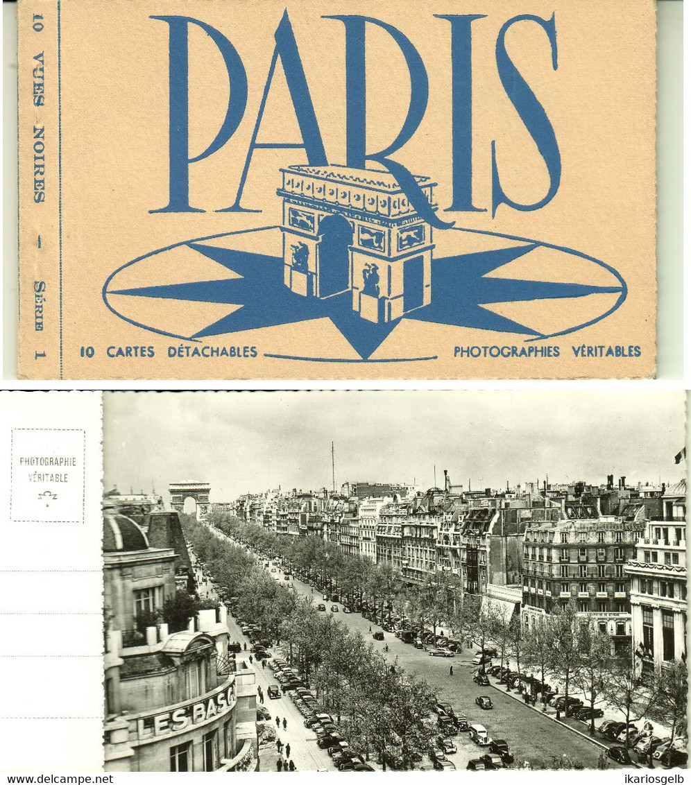 Paris ~1939 " Carnet avec 10 cartes postales detachables complet photographies veritables "
