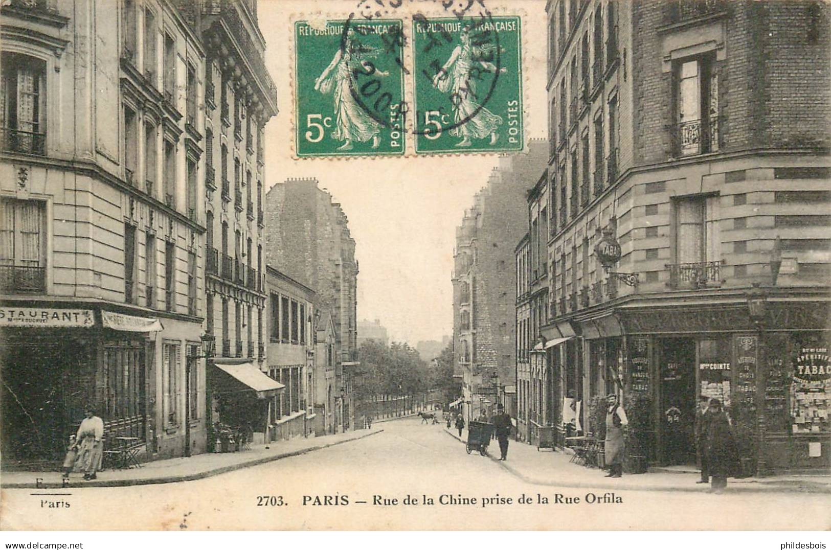 PARIS 20 arrondissement  rue de la Chine prise de la rue Orfila