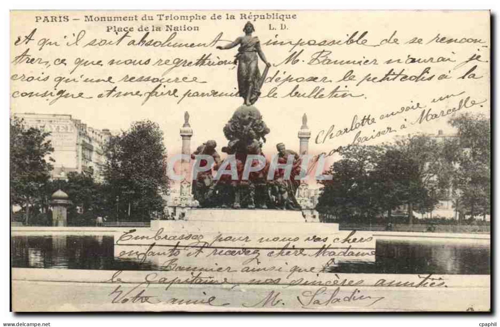 Paris - 20 - Place de la Nation - Monument du Triomphe de la Republique - CPA