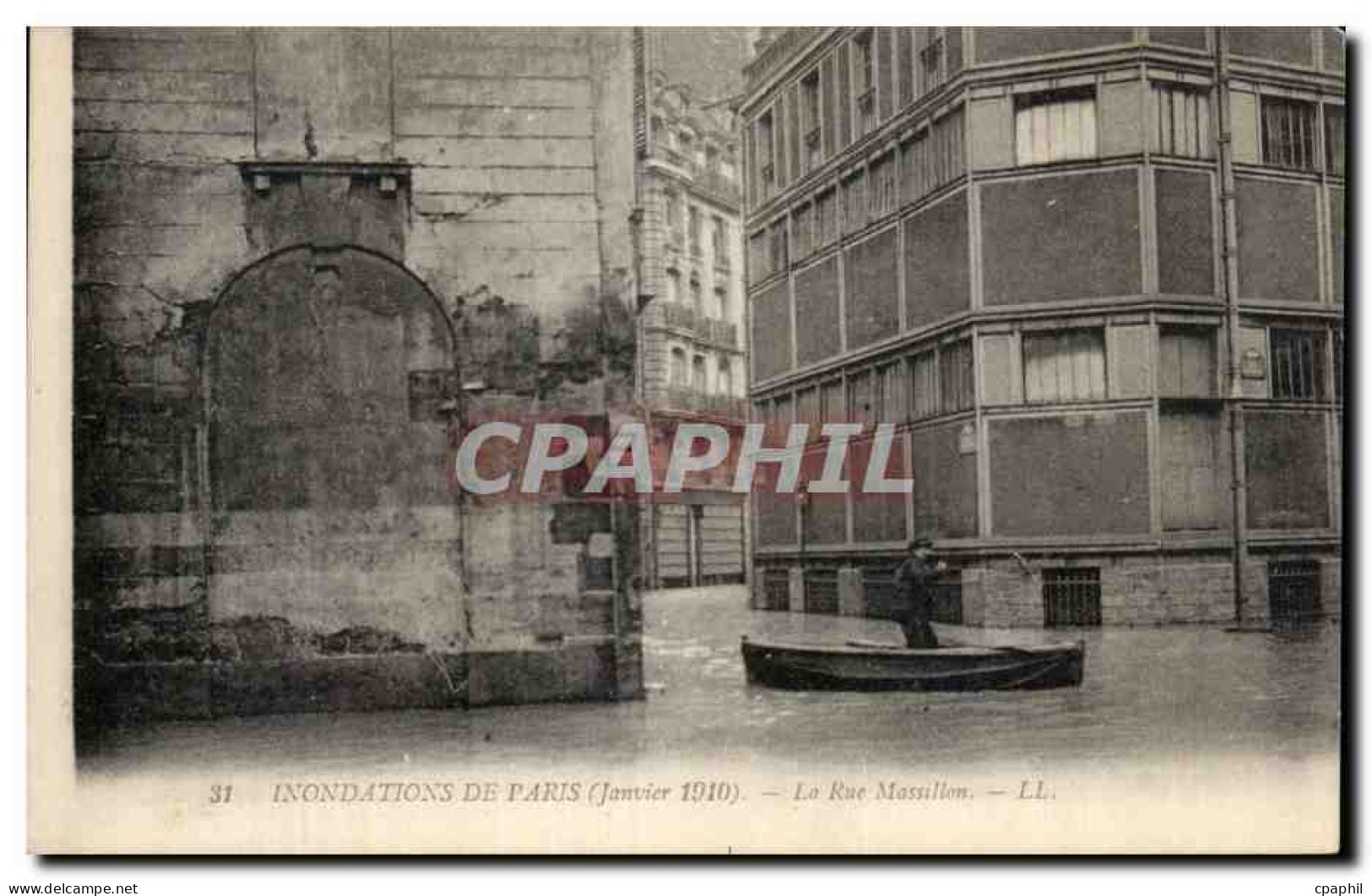 Paris - 4 - Inondations de Paris - Janvier 1910 - La Rue Mossillon - CPA