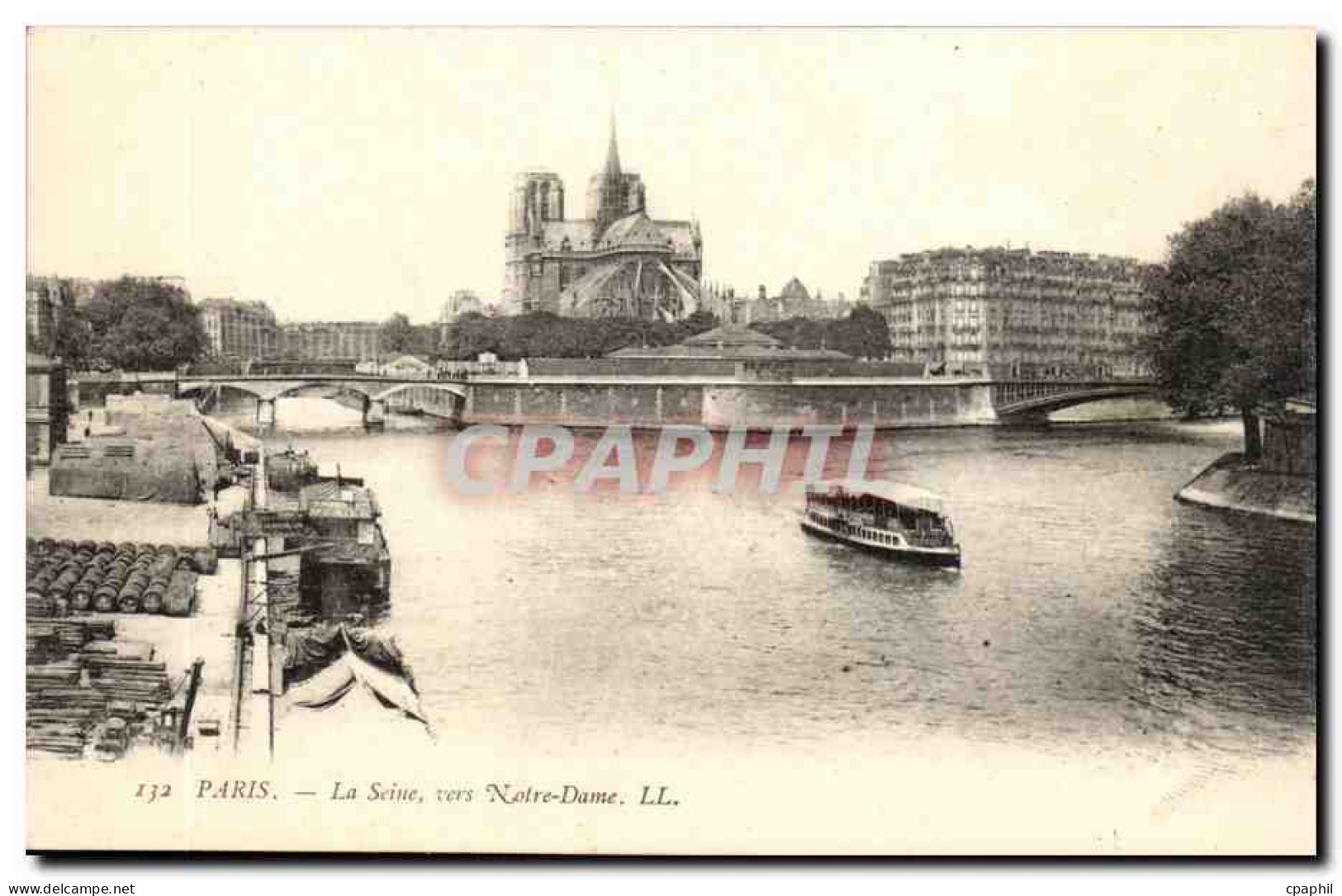 Paris - 4 - La Seine vers Notre Dame - CPA