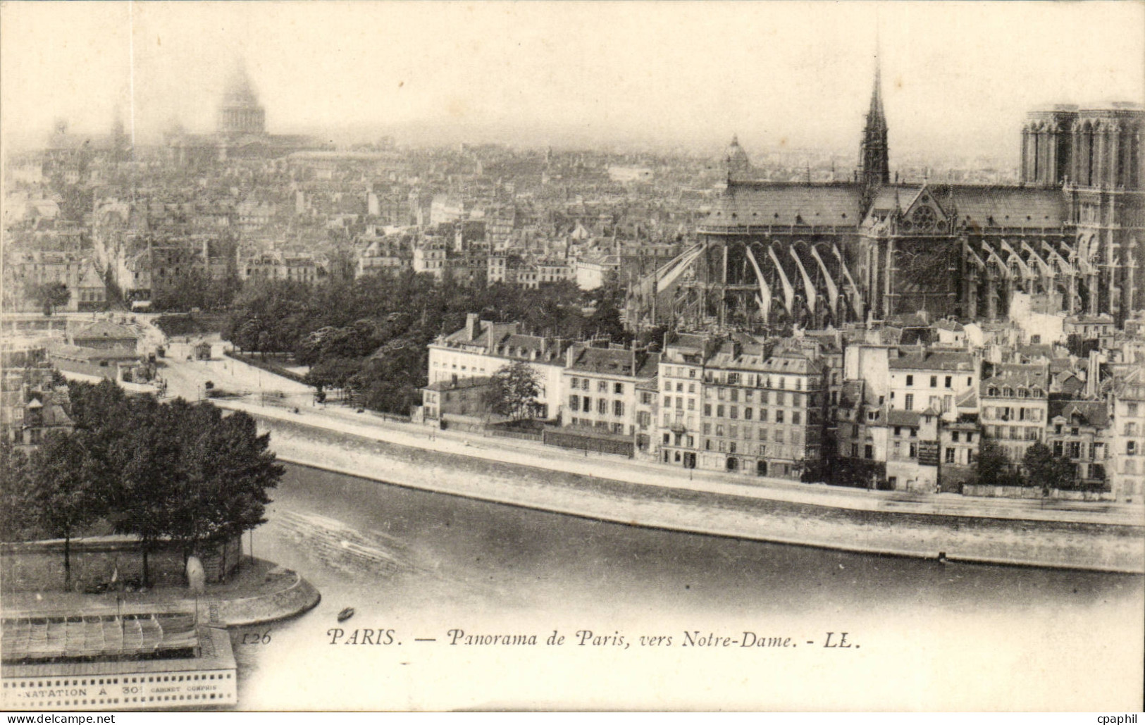 Paris - 4 - Panorama de Paris versNotre Dame - CPA