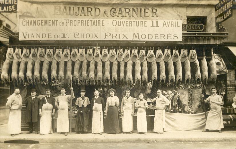 Paris 75 - 12 ème - Carte-Photo Boucherie Baujard Garnier - Commerce Bouchers 25 Rue d'Aligré