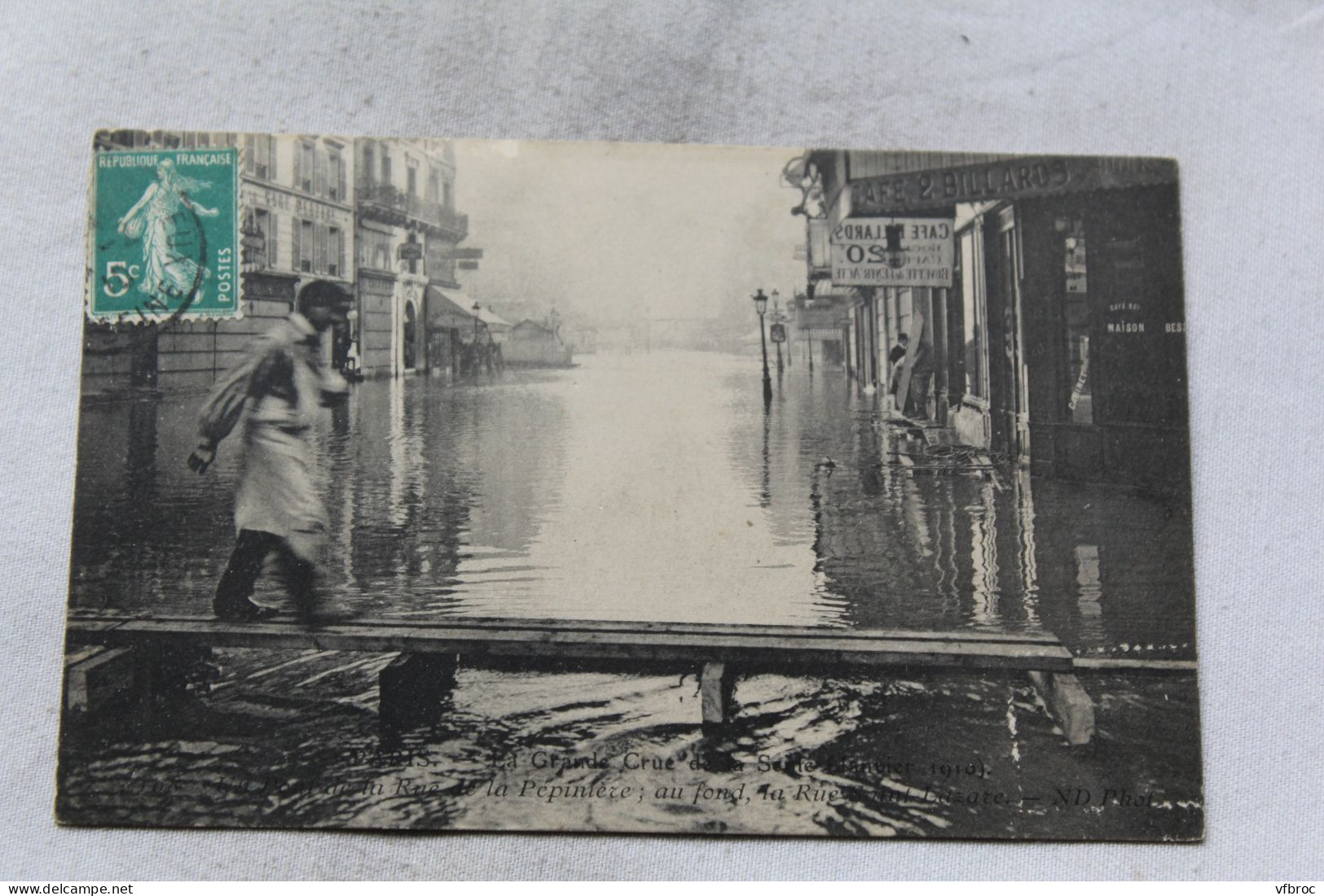 Paris 75, un pont de la rue Pépinière, inondations 1910