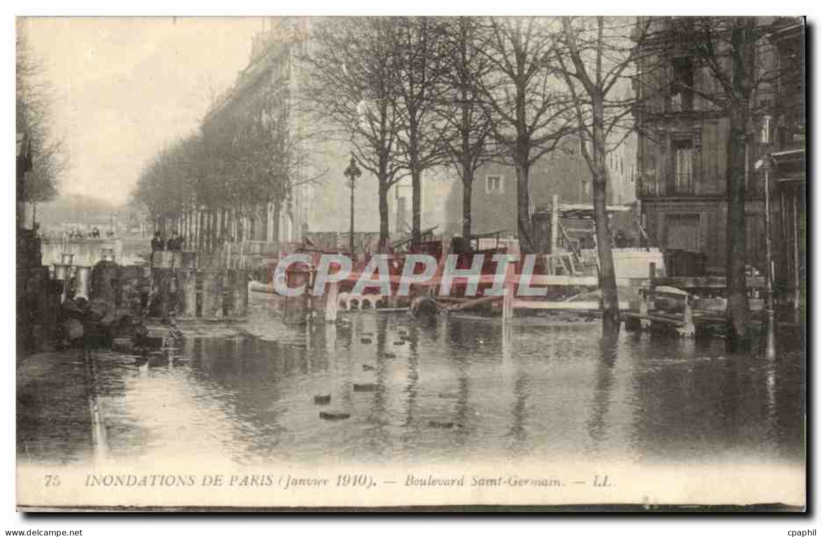 Paris CPA Inondations de Paris 29 janvier 1910 Boulevard Saint Germain