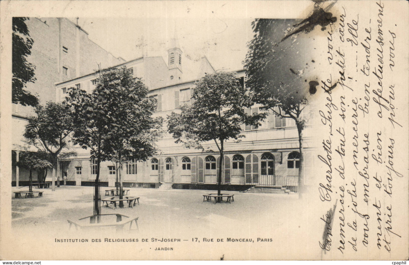 Paris CPA Insitution des religieuses de Saint Joseph 17 rue de Monceau